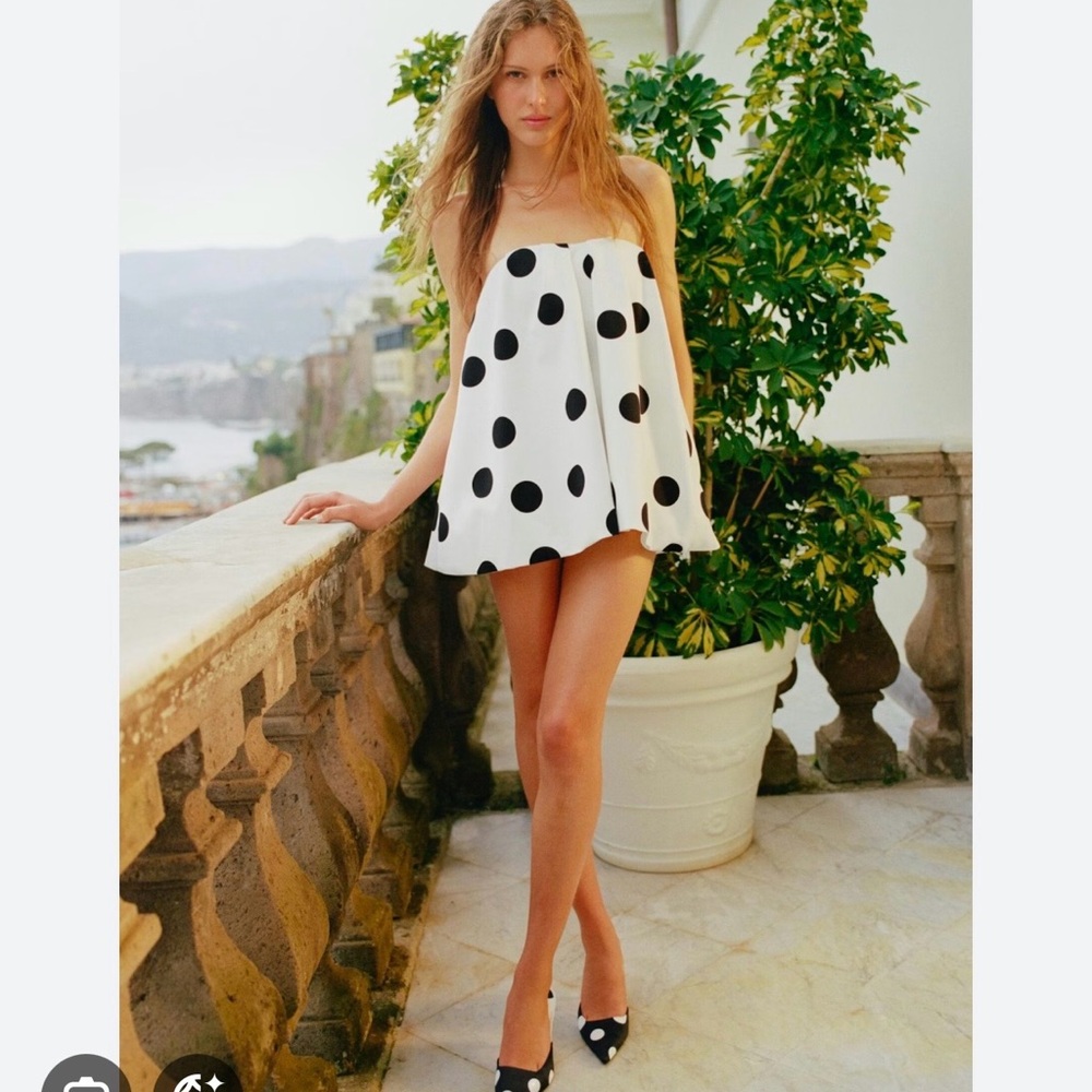 Zara Black and White Polka Dot Shirt